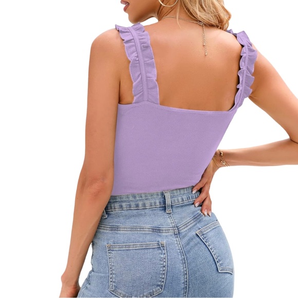 Lavender Ruffle Ribbed Tank - Picture 5 of 10